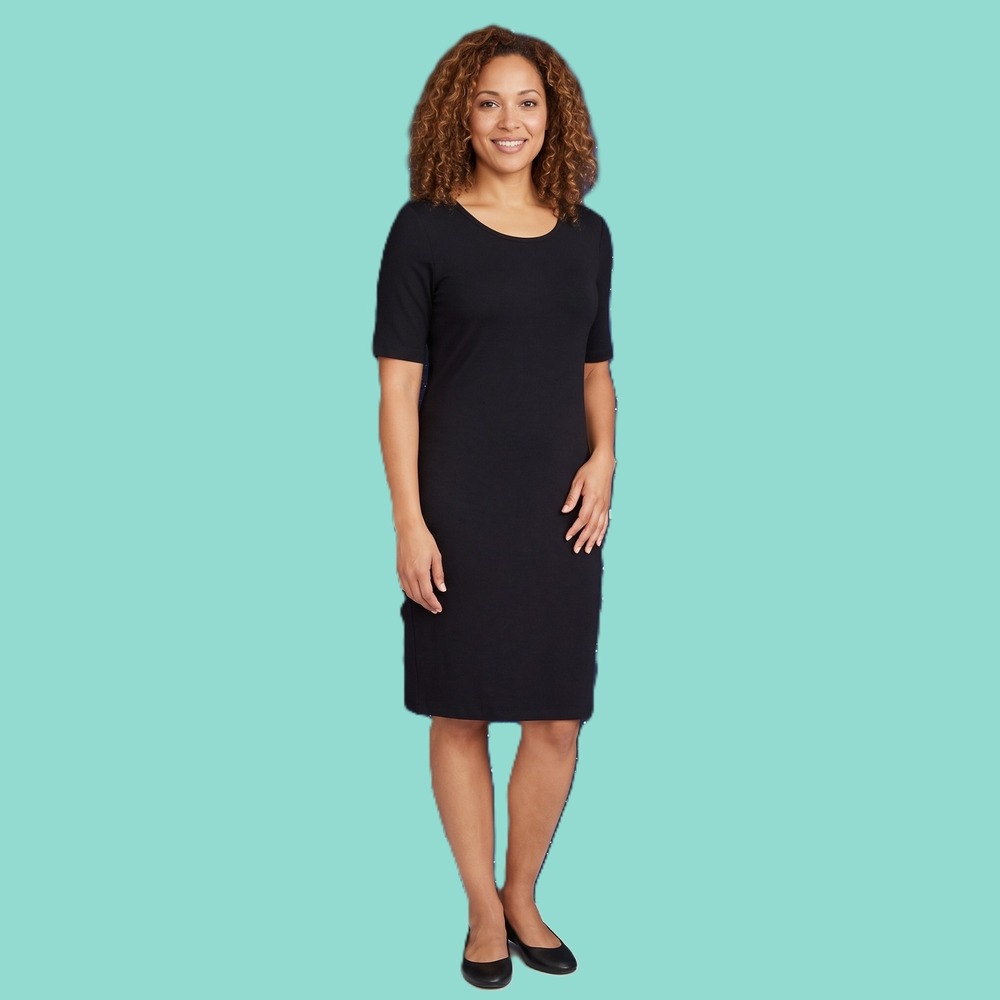 LuLaRoe Julia Dress Womens Small Black Short Sleeve Sheath Knee Length Knit